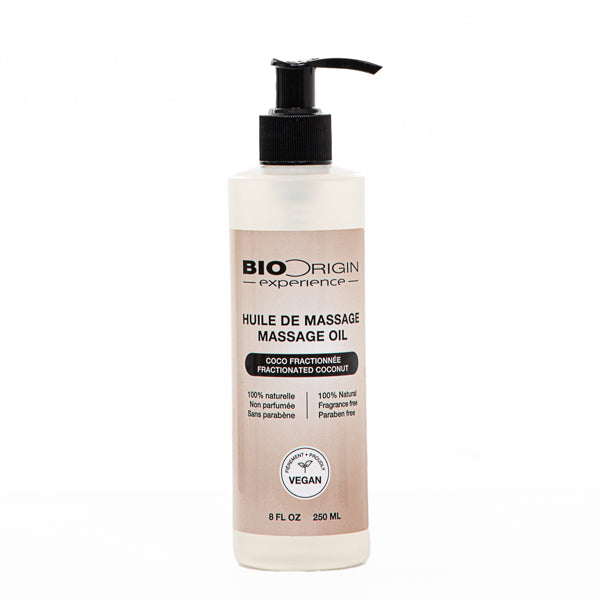 Huile de coco fractionnée – Base de massage naturelle, stable et soyeuse